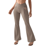 Women’s Flared Yoga Pants with Pockets – V Waist Tummy Control Fitness Leggings, Long Flared Leg Casual Workout Pants