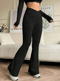 Women’s Black Slim Fit Bell Bottom Pants – Sexy Summer Streetwear Knit Trousers | Casual High-Waisted Skinny Flared Pants for Elegant & Versatile Style