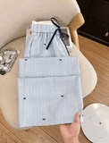 Women’s Blue Striped Wide Leg Pants – Lightweight Summer Straight Trousers | Casual Petite Fit Design for Small Stature