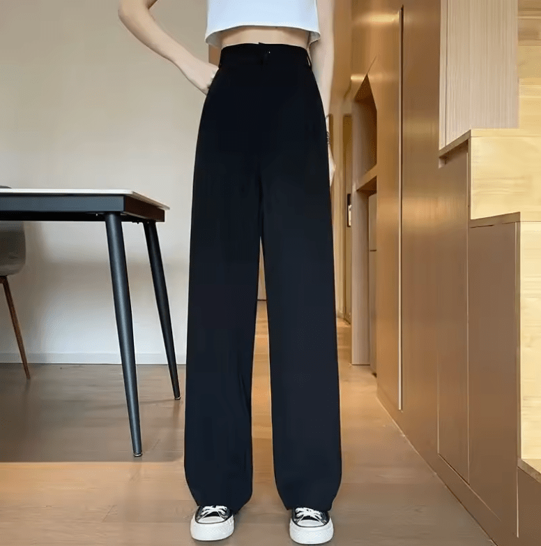 Women’s High Waist Wide Leg Pants – Summer Lightweight Drapey Suit Trousers | Slimming Straight Cut Casual Loose Fit for Elegant Everyday Style