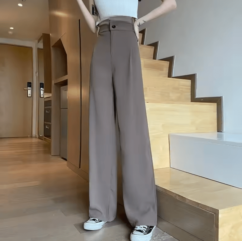Women’s High Waist Wide Leg Pants – Summer Lightweight Drapey Suit Trousers | Slimming Straight Cut Casual Loose Fit for Elegant Everyday Style