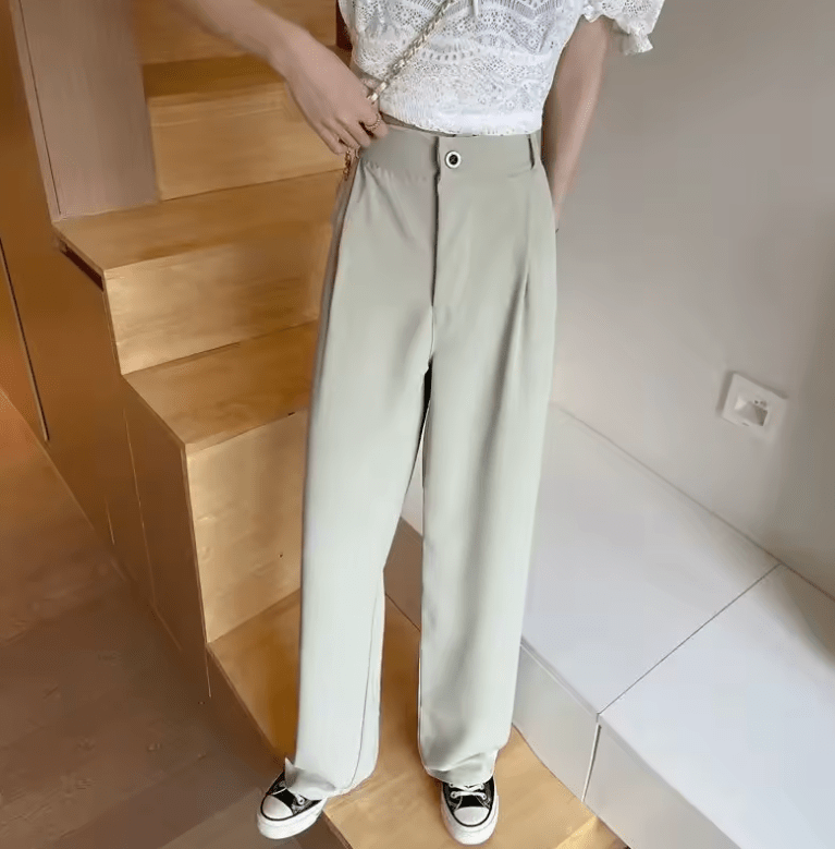 Women’s High Waist Wide Leg Pants – Summer Lightweight Drapey Suit Trousers | Slimming Straight Cut Casual Loose Fit for Elegant Everyday Style