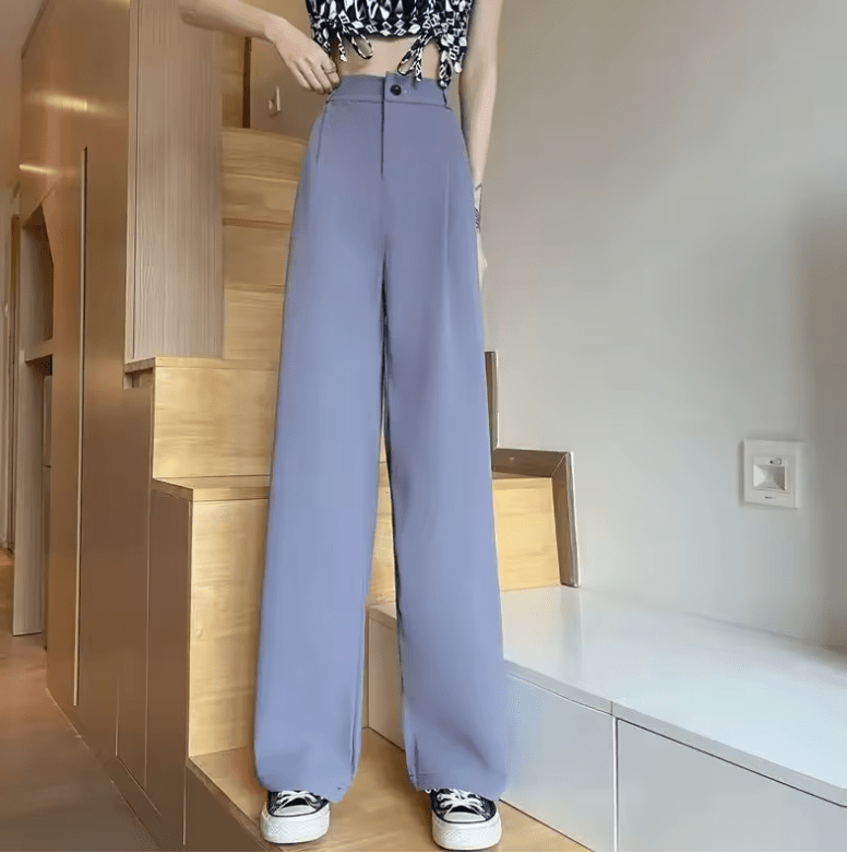 Women’s High Waist Wide Leg Pants – Summer Lightweight Drapey Suit Trousers | Slimming Straight Cut Casual Loose Fit for Elegant Everyday Style