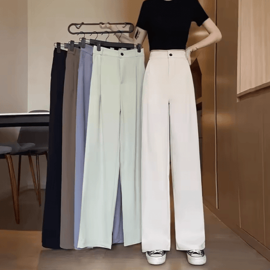 Women’s High Waist Wide Leg Pants – Summer Lightweight Drapey Suit Trousers | Slimming Straight Cut Casual Loose Fit for Elegant Everyday Style