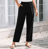 Women’s Loose Cotton Linen Casual Pants – High Waist Elastic Wide Leg Trousers | Lightweight, Breathable & Comfortable Fit for Everyday Wear