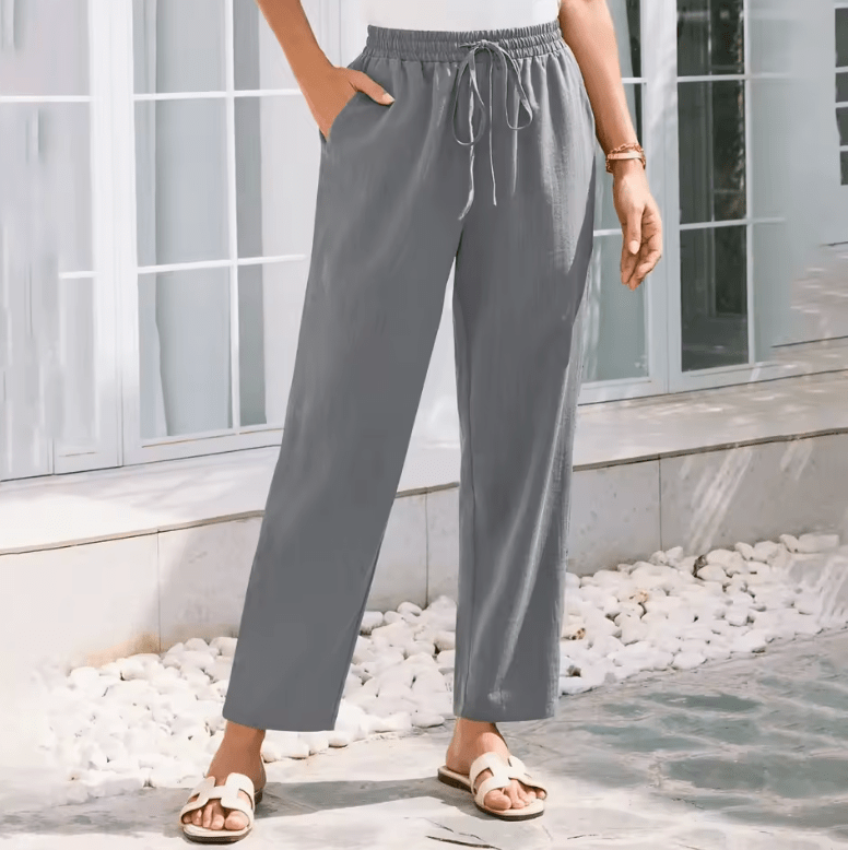 Women’s Loose Cotton Linen Casual Pants – High Waist Elastic Wide Leg Trousers | Lightweight, Breathable & Comfortable Fit for Everyday Wear
