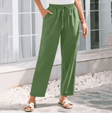 Women’s Loose Cotton Linen Casual Pants – High Waist Elastic Wide Leg Trousers | Lightweight, Breathable & Comfortable Fit for Everyday Wear