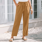 Women’s Loose Cotton Linen Casual Pants – High Waist Elastic Wide Leg Trousers | Lightweight, Breathable & Comfortable Fit for Everyday Wear