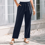 Women’s Loose Cotton Linen Casual Pants – High Waist Elastic Wide Leg Trousers | Lightweight, Breathable & Comfortable Fit for Everyday Wear