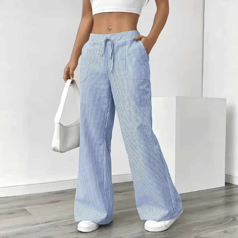 Women’s Striped Wide Leg Pants – 2025 Spring Summer Casual Loose Fit Trousers | Versatile Streetwear Style for Daily Fashion