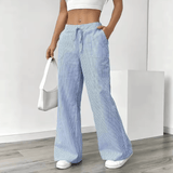 Women’s Striped Wide Leg Pants – 2025 Spring Summer Casual Loose Fit Trousers | Versatile Streetwear Style for Daily Fashion