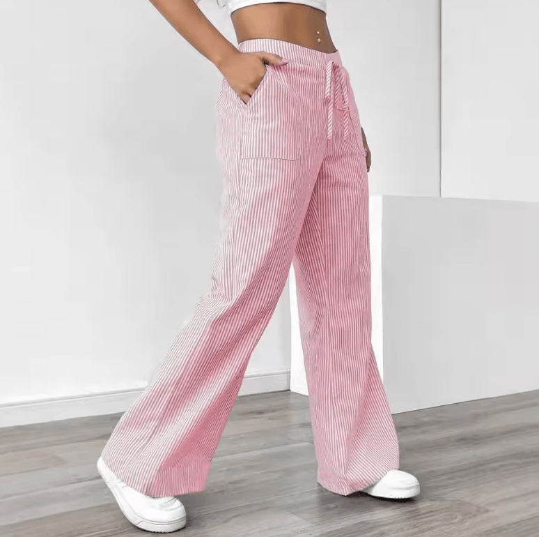 Women’s Striped Wide Leg Pants – 2025 Spring Summer Casual Loose Fit Trousers | Versatile Streetwear Style for Daily Fashion