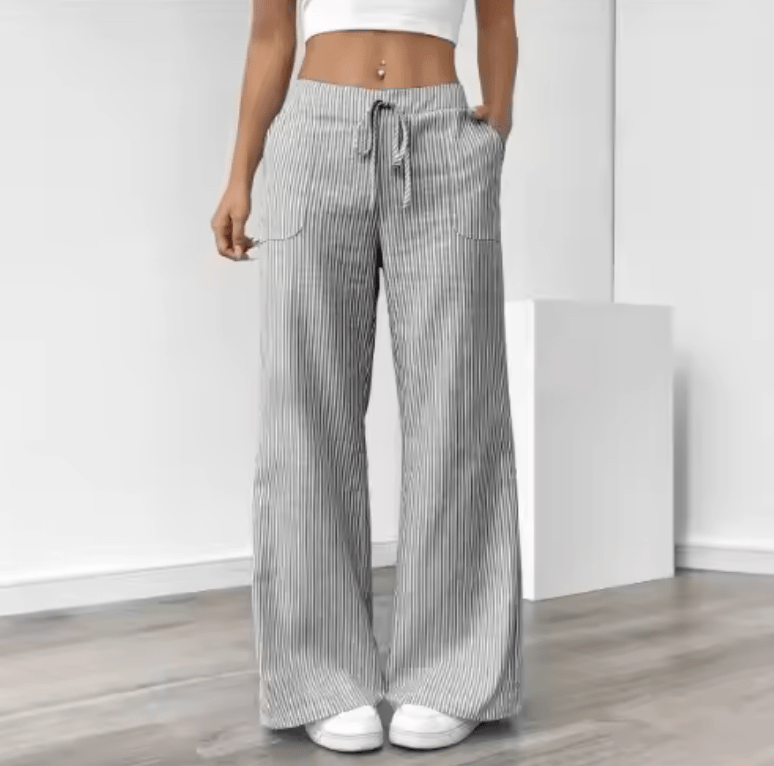 Women’s Striped Wide Leg Pants – 2025 Spring Summer Casual Loose Fit Trousers | Versatile Streetwear Style for Daily Fashion