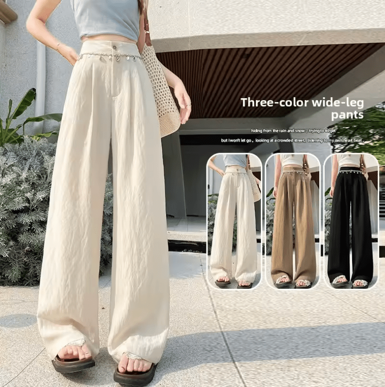 Women’s Summer Shell Decor Wide Leg Beach Pants – Lightweight High Waist Loose Fit Trousers | Comfortable & Slimming Vacation Long Pants