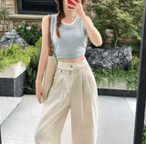 Women’s Summer Shell Decor Wide Leg Beach Pants – Lightweight High Waist Loose Fit Trousers | Comfortable & Slimming Vacation Long Pants
