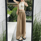 Women’s Summer Shell Decor Wide Leg Beach Pants – Lightweight High Waist Loose Fit Trousers | Comfortable & Slimming Vacation Long Pants