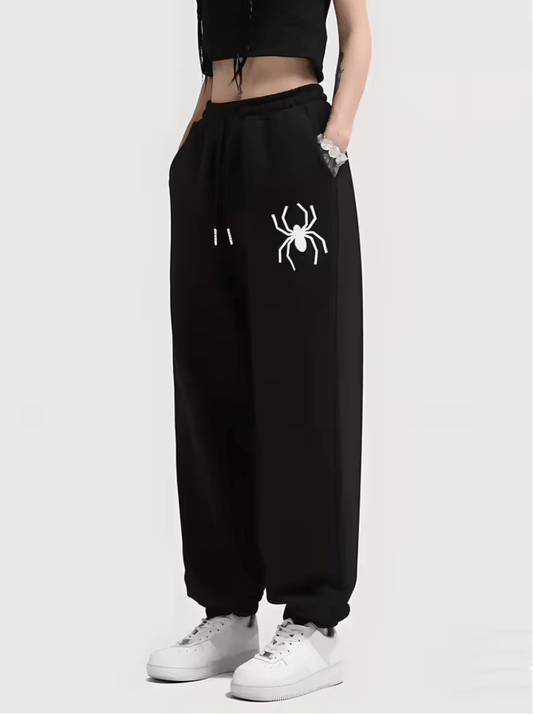 Women’s Spider Print Jogger Sweatpants – Casual Fleece Elastic Waist Drawstring Pants | Fashion Long Sports Trousers with Simple Graphic Design