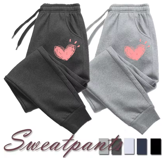 Women’s Cute Heart Print Sweatpants – Autumn Winter Cotton Jogger Pants | Casual Fitness Trousers for Lounge, Sports & Everyday Wear