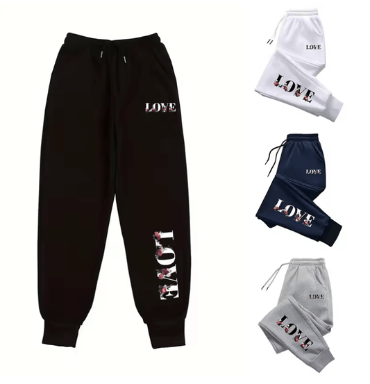 2025 Women’s Flower & Letter Print Sweatpants – Casual All-Season Jogger Pants | Sporty Daily Comfort Trousers for Home & Outdoor Wear