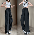 Women’s High Waist Baggy Cargo Pants – Spring Summer Wide Leg Straight Trousers | Vintage Casual Elastic Waist Streetwear