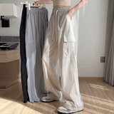 Women’s High Waist Baggy Cargo Pants – Spring Summer Wide Leg Straight Trousers | Vintage Casual Elastic Waist Streetwear