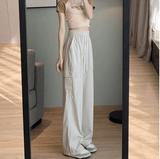 Women’s High Waist Baggy Cargo Pants – Spring Summer Wide Leg Straight Trousers | Vintage Casual Elastic Waist Streetwear
