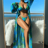 Women’s 3-Piece Bikini Set – Hot Sale Long Sleeve Swim Top + Strappy Bikini + Cover-Up | Cross-Border River & Beach Swimwear 2025