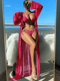 Women’s 3-Piece Bikini Set – Hot Sale Long Sleeve Swim Top + Strappy Bikini + Cover-Up | Cross-Border River & Beach Swimwear 2025