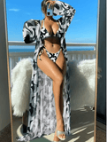 Women’s 3-Piece Bikini Set – Hot Sale Long Sleeve Swim Top + Strappy Bikini + Cover-Up | Cross-Border River & Beach Swimwear 2025