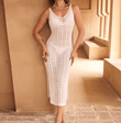 Women’s Sheer Tie-Up Side Slit Maxi Skirt – See-Through V-Neck Beach Cover-Up | Summer Vacation Outfit for Swimwear & Resort Style