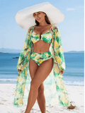 High-End Women’s Bikini Swimsuit – Sexy 3-Piece Set with Multi-Color Print, Fashion Swimwear for Beach & Pool