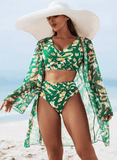 High-End Women’s Sexy Bikini 3-Piece Swimsuit Set – Elegant Divided Swimwear with Cover-Up, Stylish Beach Outfit for Ladies