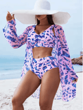 High-End Women’s Sexy Bikini 3-Piece Swimsuit Set – Elegant Divided Swimwear with Cover-Up, Stylish Beach Outfit for Ladies