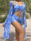 Women’s 3-Piece Swimsuit Set – Sexy Multi-Color Bikini with Mesh Cover-Up, Leg-Lengthening Design | New Arrival Beachwear 2025