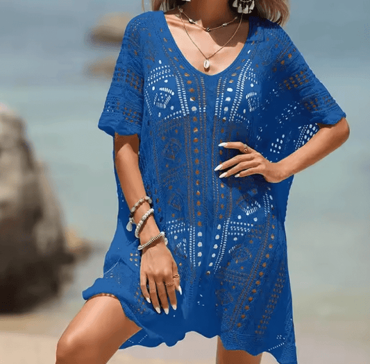 2025 Women’s Sexy V-Neck Mini Dress – Short Sleeve Hollow Out Summer Dress, Black/White Vestidos | New Fashion Arrival