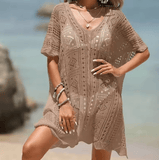 2025 Women’s Sexy V-Neck Mini Dress – Short Sleeve Hollow Out Summer Dress, Black/White Vestidos | New Fashion Arrival