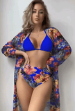 Hot Sale Women’s 3-Piece Bikini Set – Printed Swimsuit with Elegant Lace Cover-Up | Fashionable Summer Swimwear 2025
