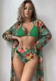 Hot Sale Women’s 3-Piece Bikini Set – Printed Swimsuit with Elegant Lace Cover-Up | Fashionable Summer Swimwear 2025