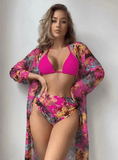Hot Sale Women’s 3-Piece Bikini Set – Printed Swimsuit with Elegant Lace Cover-Up | Fashionable Summer Swimwear 2025