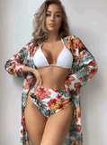 Hot Sale Women’s 3-Piece Bikini Set – Printed Swimsuit with Elegant Lace Cover-Up | Fashionable Summer Swimwear 2025