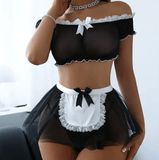 Sexy One-Shoulder Lace Maid Lingerie Set – Erotic Roleplay Costume for Women | Temptation Uniform for Private Occasions