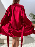 Women’s Sexy Pajama Set – 2-Piece Solid Color Nightgown with Lace Patchwork | Elegant Sleepwear & Lingerie Set
