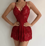Women’s 1-Piece Pajama Set with Thong – Sheer Tulle Strap Nightgown, V-Neck Lingerie Sleepwear | Semi-Transparent Night Dress