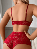 Women’s Sexy Lace Lingerie Set – Sheer Bra & Panties with Bow Detail | Delicate Fairy-Inspired Red Underwear Kit
