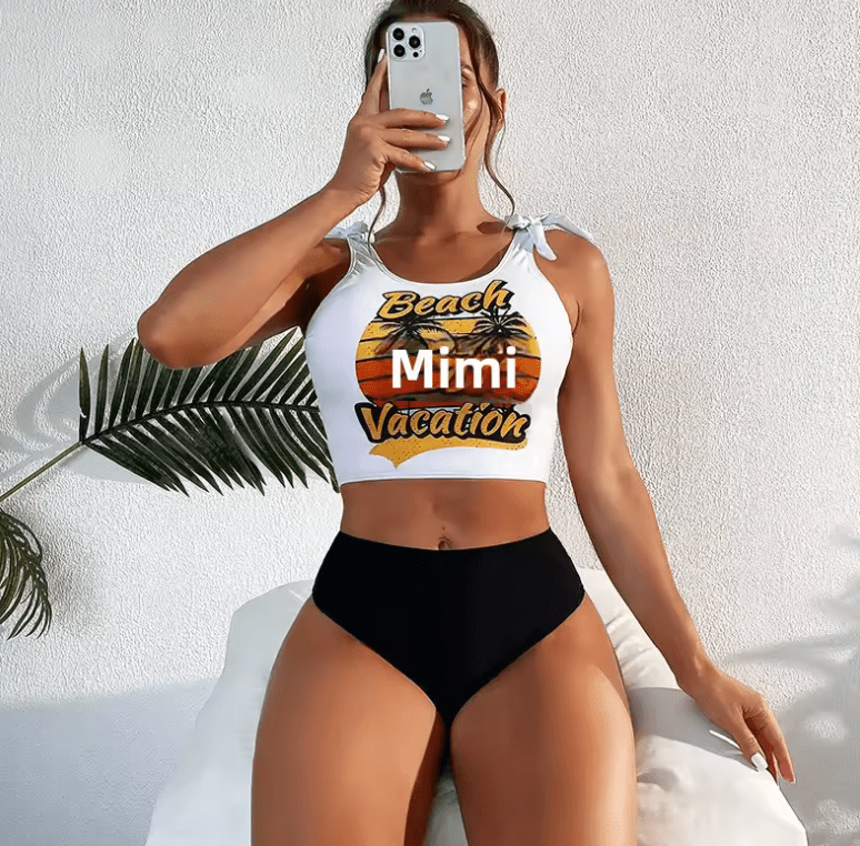 Women’s Coconut Tree Print Bikini – 2-Piece Sporty Swimsuit Set | Fashion Summer Swimwear for Beach & Pool
