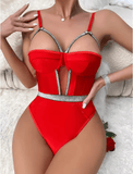 Sexy Hollow-Out Sheer Bodysuit – Women’s Strap Lingerie Nightclub Outfit