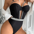 Sexy Hollow-Out Sheer Bodysuit – Women’s Strap Lingerie Nightclub Outfit