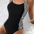 2025 Women’s Quick-Dry Patchwork One-Piece Swimsuit – Gathered & Conservative Swimwear Design