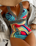 2025 Sexy Strappy One-Piece Swimsuit for Women – Push-Up Monokini, Backless, Hollow-Out Design, Summer Swimwear