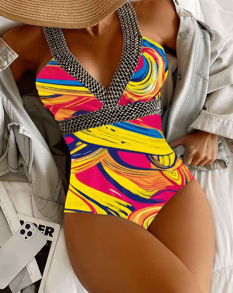 2025 Sexy Strappy One-Piece Swimsuit for Women – Push-Up Monokini, Backless, Hollow-Out Design, Summer Swimwear